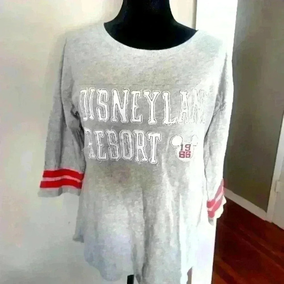 Disneyland Resort Women's Gray Distressed Cotton Baseball Tee L - Picture 3 of 14